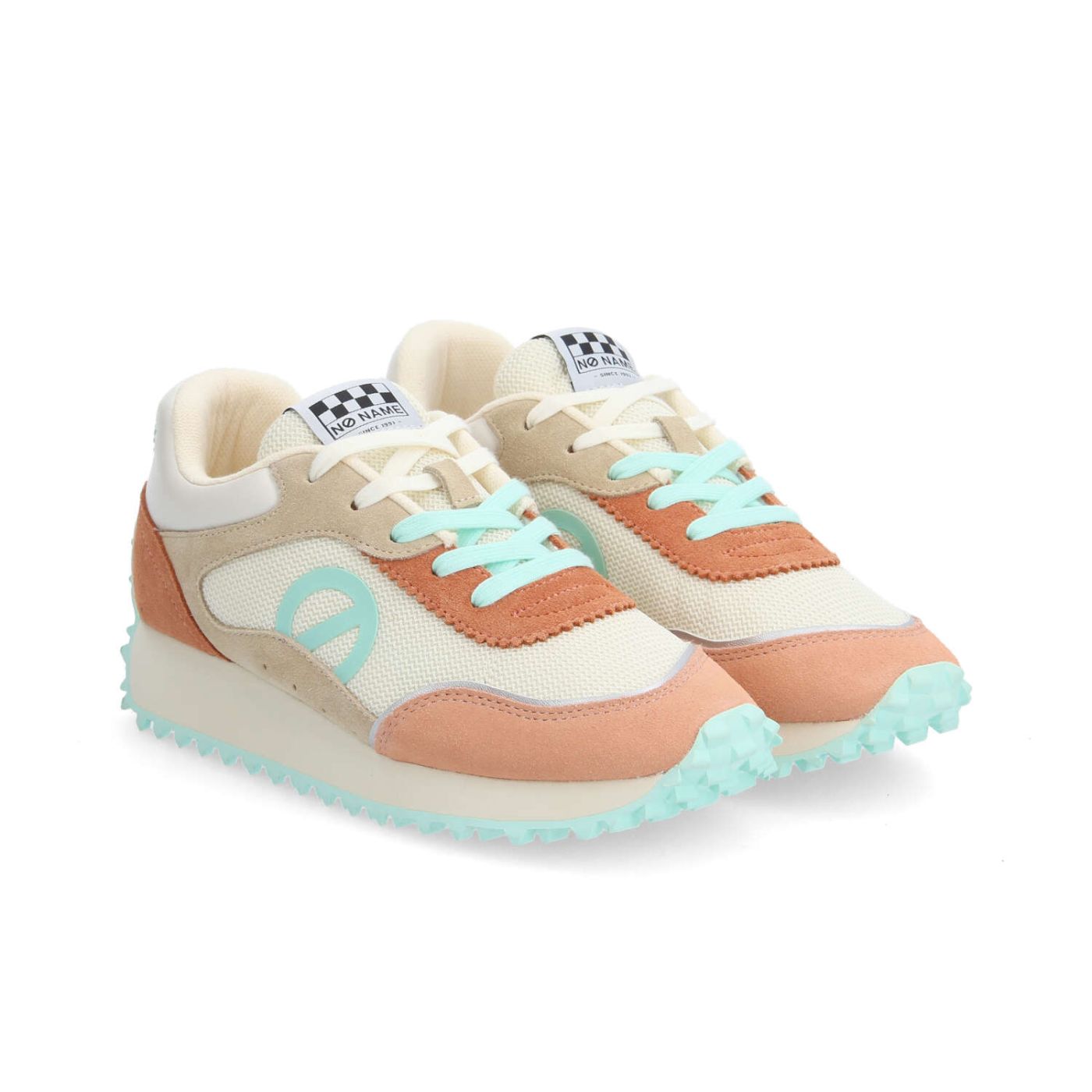 PUNKY JOGGER W - KNIT/SUEDE/SUED - OFF WHITE/MELON/TURQUOISE